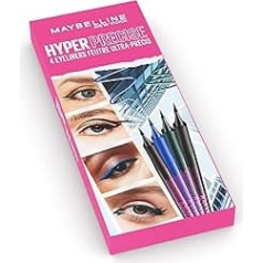 Maybelline New York - Набор из 4 ультраточных подводок для глаз - Точный кончик - Держится 24 часа - Не переносится - Гиперточная подводка для глаз - Цвет