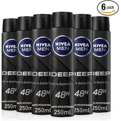 Nivea Men Дезодорант-антиперспирант-спрей Черный Антрацит, глубокая очистка, 250 мл, упаковка из 6 штук