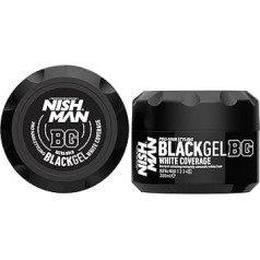 Nishman Black Gel White Coverage 300 мл - мгновенное решение для маскировки белых и седых волос с интенсивным черным цветом для естественного вида