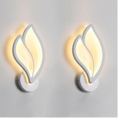 LIGKIN Pack of 2 Wall Light LED Indoor 12 W Creative Leaf-shaped Wall Lamp Modern Acrylic Night Light Warm White Wall Lighting for Bedroom Office Corridor Living Room