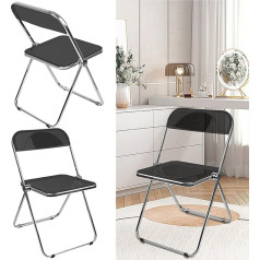 Tuitui Комплект из 2 складных обеденных стульев акриловый металл ясно обеденные стулья пластиковые стулья крытый открытый современный изыск