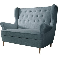 Moeblo Диван Ear, 2-местный диван, ткань бархат (велюр), Glamour Living Landscape Chesterfield - Kros (синий (Cover70))