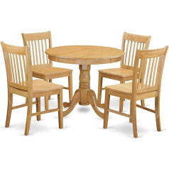 East West Furniture East West Möbel anno5-oak-c 5-Piece Small Kitchen Set Table and 4 Chairs Wooden Seat 5-Piece Sets Gold