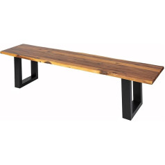 ‎Sam Junado Esra Bench Acacia Wood, скамья из массива дерева, натуральная вагонка, металлические ножки, окрашенные в черный цвет, 200 x 40 см