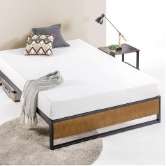 Zinus Suzanne Bed 140 x 190 см - Высота каркаса кровати 36 см - Платформа каркаса кровати из бамбука и металла с деревянным реечным держателем - коричневы