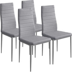 Bakaji , серый Комплект из 4 стульев Современная столовая Гостиная Кухня Мягкое сиденье Искусственная кожа Металл 41D x 45W x 98H см