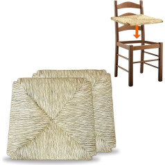 Facilcasa 2 x Соломенные сиденья для стульев, сменная основа, плетеные вручную сиденья, натуральная солома палюстра с прочным деревянным каркас