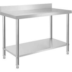 Froadp 120 x 60 x 85 см Рабочие столы из нержавеющей стали для приготовления пищи, кухонный стол с резьбой, регулируемым основанием и полкой, многоф