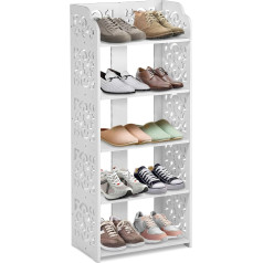 Wakects Стойка для обуви, Кухонная полка, Белый книжный шкаф, 5 полок, Окружающая среда ПВХ, Полая полка для обуви, Стоячая полка, 40 x 23 x 90 см, Шкаф,