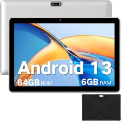Winsing Планшет 10 дюймов Android 13 с чехлом, планшет 6GB RAM + 64GB ROM + 1TB Expandable, WidevineL1 2.0GHz Tablet PC, 5MP + 8MP Camera, 1280 x 800 IPS Tablet Supports WiFi, BT 5.0, Blue White