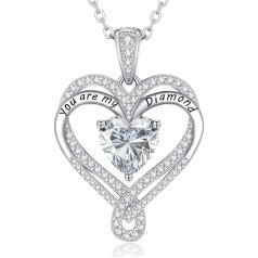 CDE Женское Ожерелье 925 Серебро Цепь Женский Муассанит 2 Карата Муассанит Цепь Двойное Сердце VVS1 Ясность D Цвет Женщины Ювелирные Изделия Под