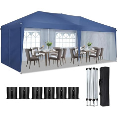 SANHENG Pop Up Gazebo 3 x 6 m Gazebo with Sides Waterproof UV Resistant Easy Assembly Ideal for Weddings, Parties, Picnics and Commercial Use (Blue)