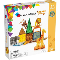 Magna-Tiles Safari Animals 25 Piece Set - магнитные 3D строительные блоки в прозрачных цветах, поощряют игровое обучение