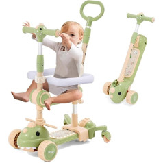 Дети 6 в 1 самокат Высота Регулируемая Складная Тоддлер Kick Scooter с музыкой 5 Колеса Детские Дети Самокат с сиденьем Возраст 10 месяцев до 12 лет 