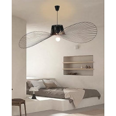 TJSC Vertigo Lamp Black 140 cm Vertigo Pendant Light Living Room E27 LED Chandelier Retro Vertigo, Glass Fibre Steel + Polyurethane Vintage Hat Pendant Light, Modern Chandelier Height Adjustable