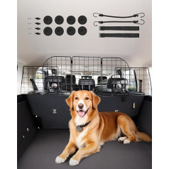 VEVOR Auto-Hundegitter, verstellbar, 92,8 - 152,4 см, Robustes Metallgitter, für Rücksitze, universell für Haustiere, SUV, Limousine, LKW, Fahrzeuge