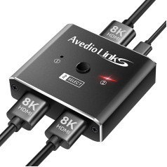 8K HDMI переключатель сплиттер, avedio ссылки алюминиевый двунаправленный HDMI переключатель 2 в 1 выход или 1 в 2 выхода, HDMI 2.1 переключатель сплитте