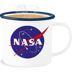 Эмалированная оловянная кружка - Заявление - Nasa Meatball Logo I NASA Space - 300 мл - Белый Синий - Заявления Космос Кружка С Новым Годом Заплатка Новый Год