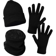 baotongle Зимняя Шапка Бини Шарф Сенсорный Экран Перчатки Набор Зимняя Шапка Мужской Шарф Набор с Теплой Флисовой Подкладкой Трикотажные для М