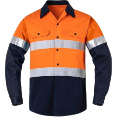 Yukirtiq мужская пуговица вниз рабочая рубашка светоотражающие полосы с длинным рукавом рубашки работа куртка дышащий легкий рабочая одежда 