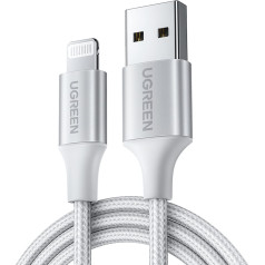Оплетенный кабель USB-A - iPhone Lightning MFi 1,5 м - серебристый