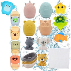 Набор игрушек для ванны, детская игрушка для ванны, силиконовая игрушка для воды с чашкой-водопадом, сквиртинг, складывающиеся лодочки, под