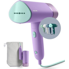 Philips 3000-Serie Tragbarer Dampfglätter - 1000 W, Kompakt und Faltbar, 100ml Wassertank konstante Dampfleistung 20 g/min, Kein Bügelbrett erforderlich, Lila (STH3010/30)