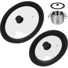 Набор из 2 универсальных крышек Akicderu, крышки для кастрюль, стеклянные крышки для кастрюль 24/26/28 см и 28/30/32 см, универсальные крышки для пригот