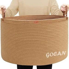 GOCAN Очень большая корзина для хранения белья, 22 x 22 x 14 дюймов, хлопковая веревка, плетеная корзина для одеяла, корзина с ручками для гостиной,