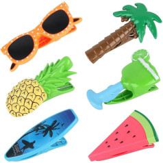 Strandtuch-Clips, 6 Stück Handtuch-Clips für Sonnenliegen, große Strandtuchklammern, winddichte Wäscheklammern, Sommer-Thema, Strandtuch-Clip für Sonnenliegen, Sonnenliegen, Poolstühle