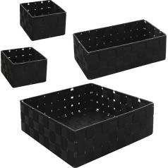 wm Homebase Набор из 4 корзин для хранения Плетеный ящик для хранения Полипропиленовая корзина для полок Корзина для ванной комнаты в черном цве