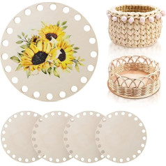 Упаковка из 5 корзин для вязания, деревянный пол для корзин, 10 см деревянный пол для вязания, натуральное дерево корзины пол набор для DIY кор