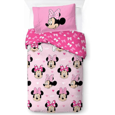 Jay Franco Disney Minnie Hearts & Love 100% хлопок Детский комплект постельного белья 135 x 200 см Односпальный размер - пододеяльник + наволочка 50 x 70 см