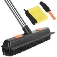 Резиновая щетка, резиновая ручная щетка для ковров со скребком, длинная ручка, щетка для подметания пола, мягкая силиконовая щетка для шерс