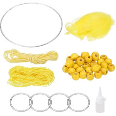 DIY Traumfänger, Traumfänger Bastelset Handgemachter Traumfänger Kit Feder Kristallperlen für Wanddekoration Handwerk, Gelb