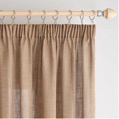 Льняные шторы Woaboy с оборками, шторы для гостиной, вид льна, полупрозрачные шторы, спальня, современные шторы-петли, комплект из 2, 140 x 225 см (Ш x