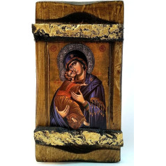 Деревянная греческая христианская православная икона ручной работы на горе Афон с изображением Девы Марии, Матери Иисуса / Mp3
