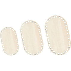 ULTNICE 3pcs Natural Wooden Basket Bottom Oval Shape Blank Crochet Knitting Basket Wood Base Shaper for DIY Basket Craft Weaving Making Supplies