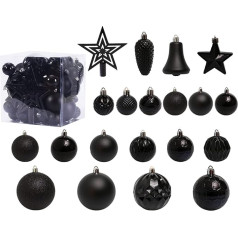 Рождественские шарики, 45 штук, пластиковые елочные шарики, подвесное украшение для елки (черный)