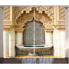 ABAKUHAUS Марокканская штора в деревенском стиле, винтажное восточное искусство, гостиная Универсальные ленточные шторы с петлями и крючками, 