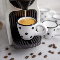 City to Cottage® - Набор чашек для эспрессо | белые и черные | в горошек | ручная работа | керамическая посуда Набор из 4 чашек для эспрессо | набор чаш