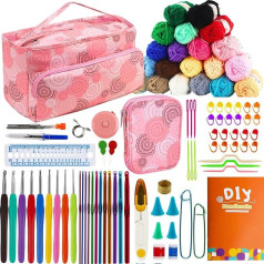 SusggO 96 Pieces Crochet Kit for Beginners Complete Crochet Amigurumi Starter Kit Crochet Accessories 25g 60% хлопок 40% акрил Tote Bag Handbag Crochet Kit