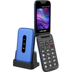 Volfen Nexo Flip MAX Складной мобильный телефон для пожилых людей, большие кнопки и клавиши, простой в использовании, USB-C, 3 прямых памяти, зарядная с