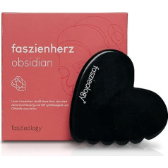 Fascia Heart by faszieology by Carola Bleis - Gua Sha ручной работы из черного обсидиана - инструмент для массажа лица и тела - массаж фасций - красивое старение