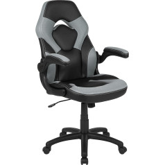 Flash Furniture X10 Gaming Chair Racing Design Office Chair Ergonomic PC Swivel Chair Adjustable with Flip Up Armrests Grey/Black LeatherSoft Polyurethane