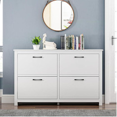 Шкаф для обуви Galano Limestone с 4 дверцами, узкий шкаф-органайзер и шкаф для хранения для прихожей, подъезда или гостиной (белый)