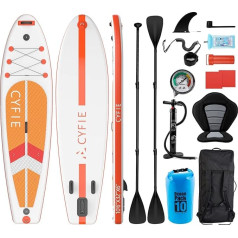 CYFIE Надувная доска для паддлинга SUP Board в комплекте с аксессуарами для каяка, сиденьем и веслом для детей, взрослых и начинающих | Толщина 6 дю