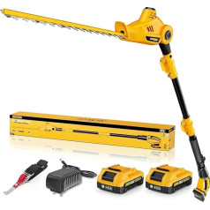 Alloyman 20 V MAX Телескопический аккумуляторный триммер для живой изгороди с 2 аккумуляторами 2,0 Ач и зарядным устройством, 2,4 м для обрезки куста