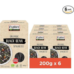 Explore Cuisine Organic Black Soybean Spaghetti - черные макароны без глютена, макароны с растительным белком без добавок, идеально подходят для больных целиаки