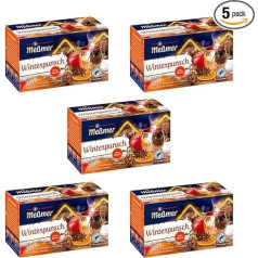 Meßmer Winter Punch with Mulled Wine Aroma | 5 x Winter Punch Value Pack | 100 чайных пакетиков | Фруктовый чай с ароматом глинтвейна | Без глютена | Без лактозы | Веган